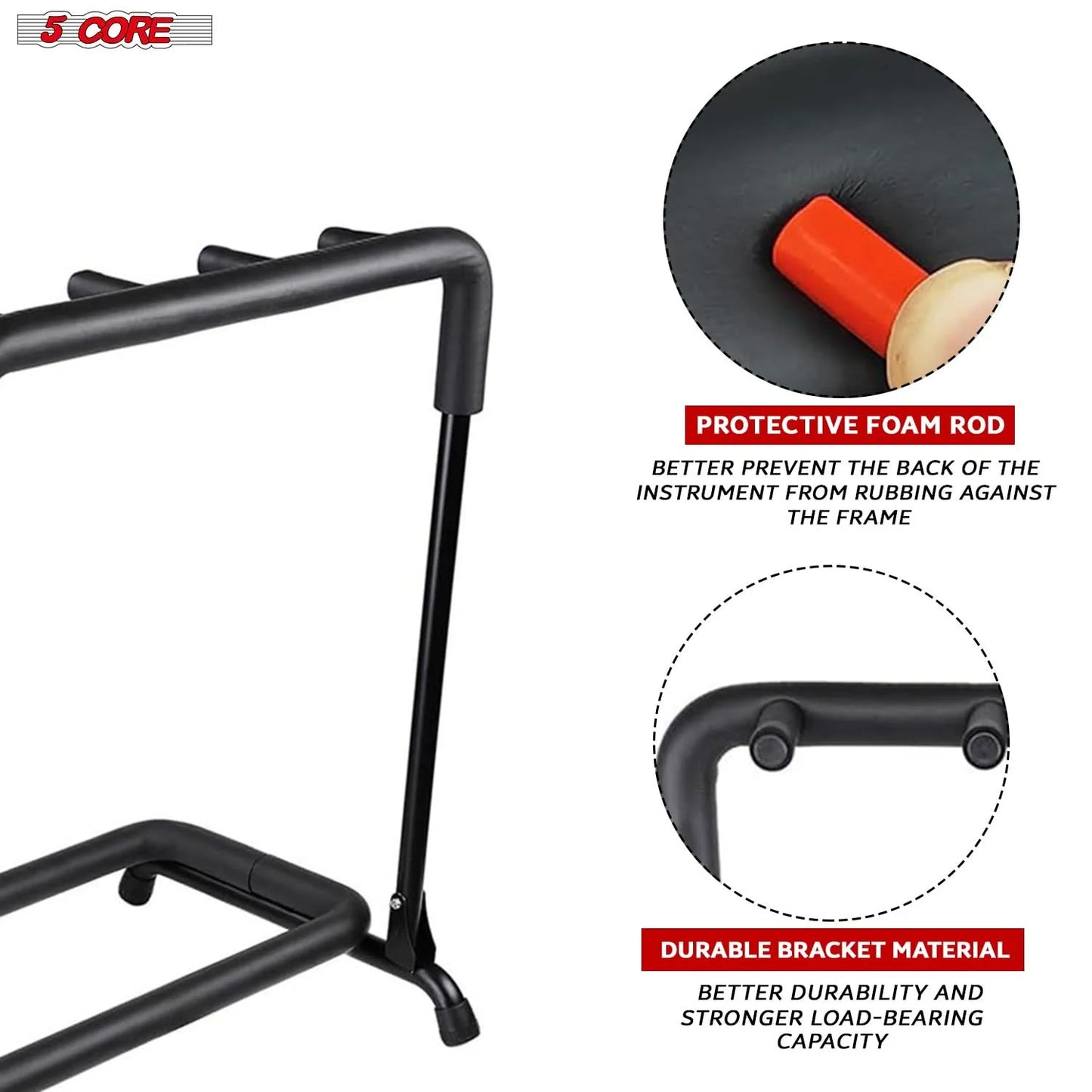 5 Core Multi Guitar Rack Stand Floor 3 Slot Adjustable Flying V Guitars Holder GRack 3N1 OVAL