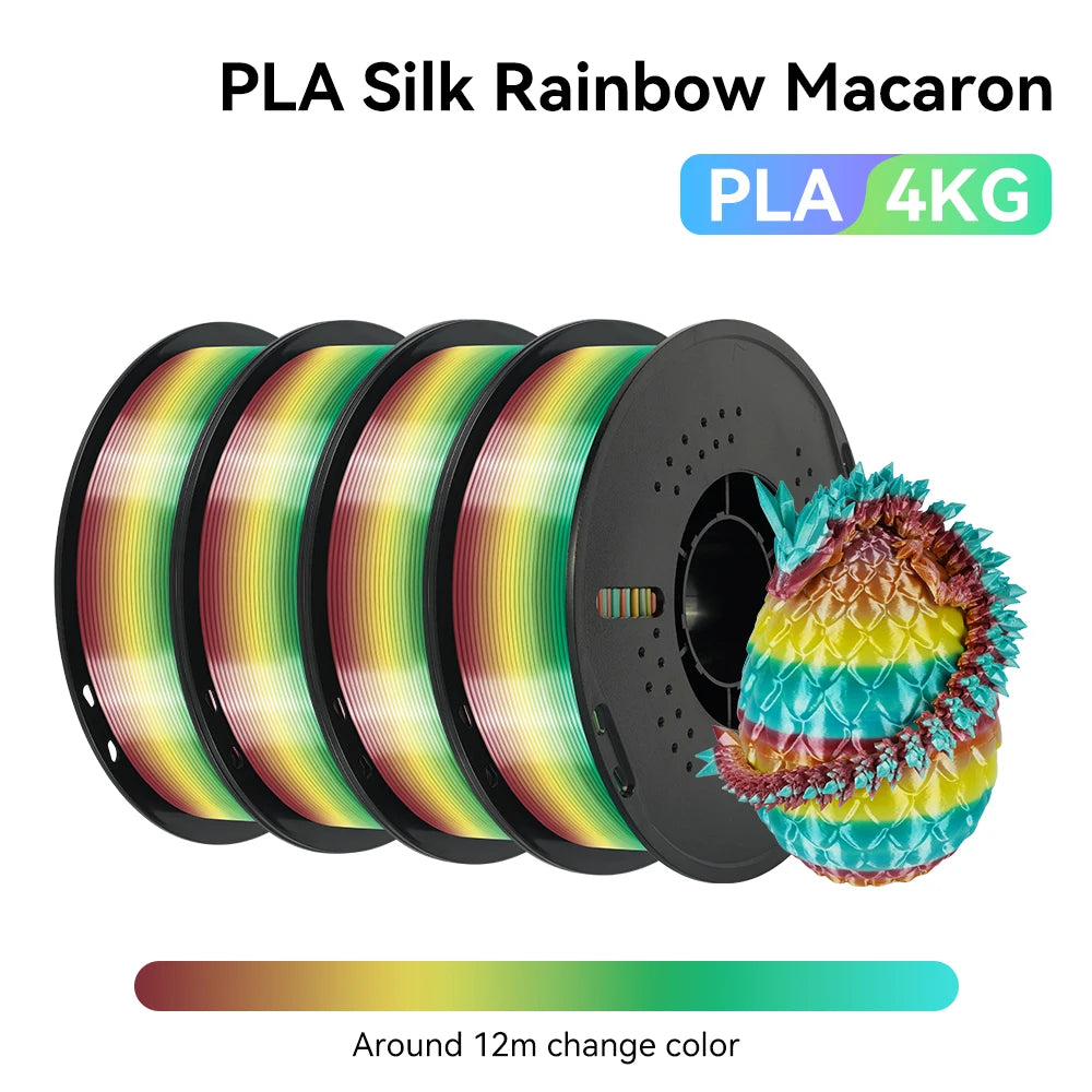 KINGROON 1kg 4kg  Silk & Matt Rainbow PLA 3D Printer Filaments Liquid Light for 3D Printing 1.75mm