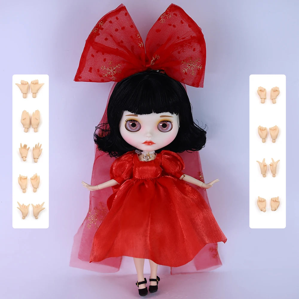 ICY DBS Blyth Doll White Skin joint Body Matte Face Cute Short Hair Playful Doll DIY SD Gift Toys