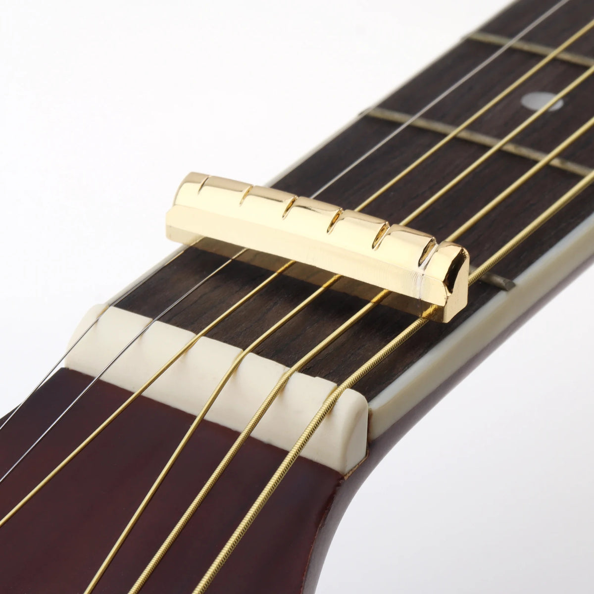 8pcs Brass Guitar Saddle Nut Bridge Pins Set for 6 String Acoustic Folk Guitar 72mm Saddle Replacement Upgrade Kit