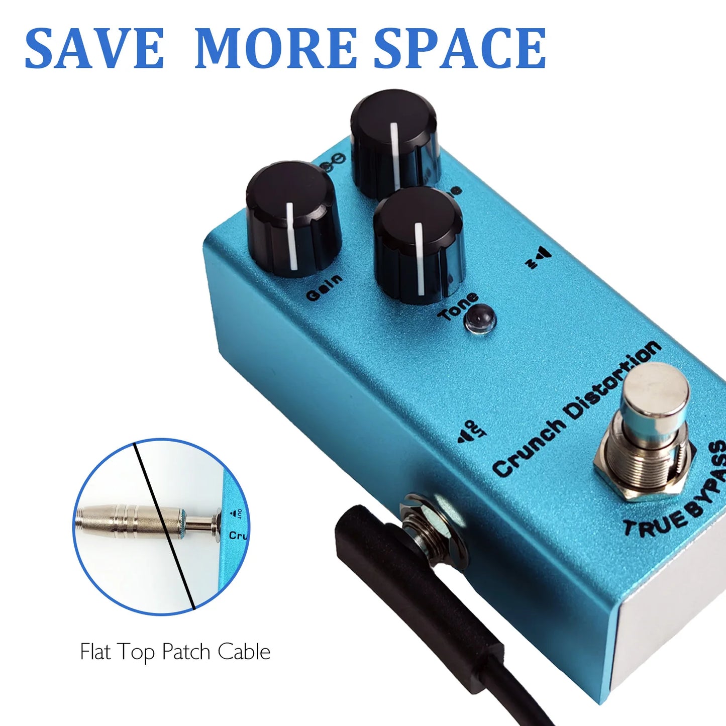 Miwayer 4pcs Flat Cables for Guitar Effect Pedal 6.35mm Mono TS Right Angle 5~50cm/Space Saving/Clear Sound /for Pedal Effects
