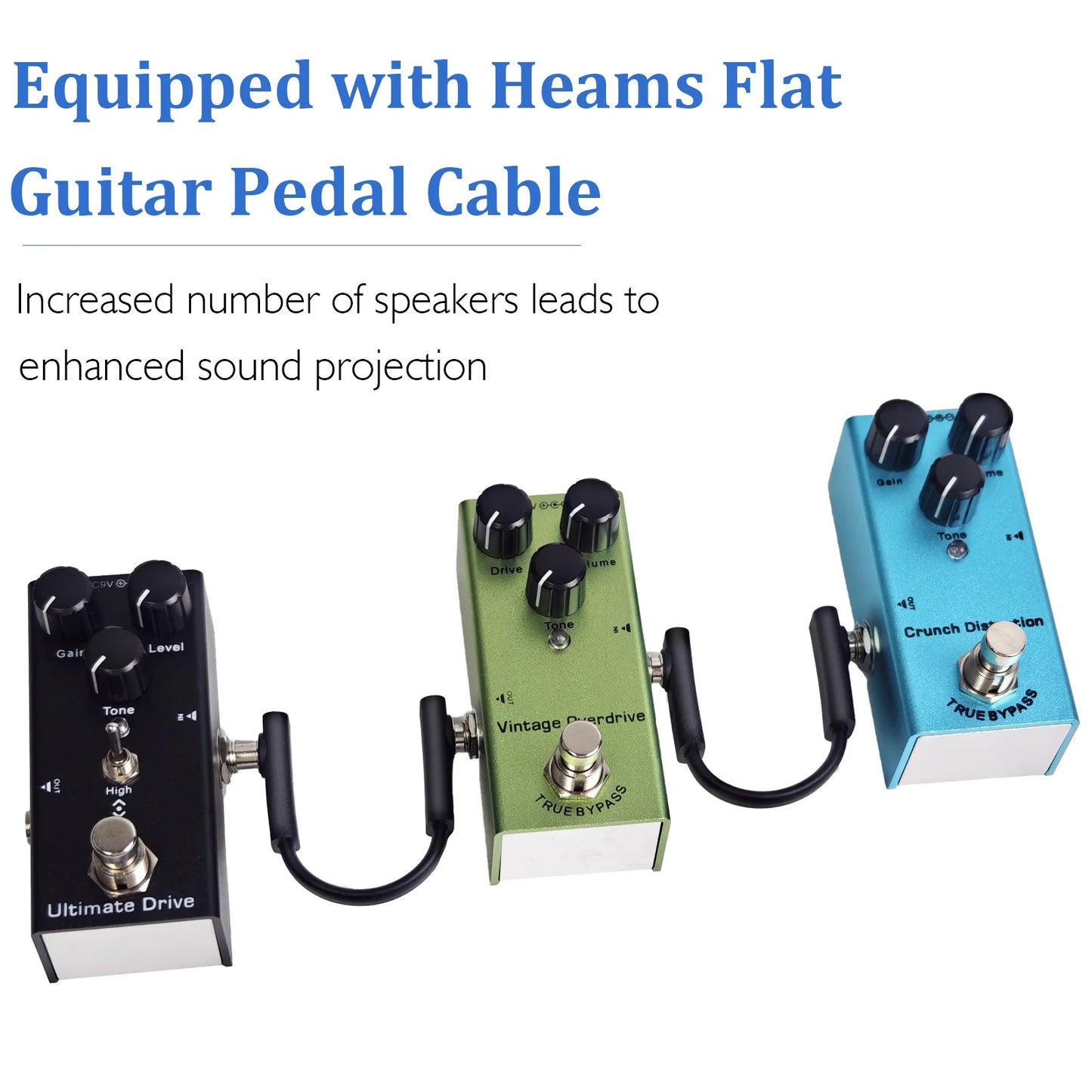 Miwayer 4pcs Flat Cables for Guitar Effect Pedal 6.35mm Mono TS Right Angle 5~50cm/Space Saving/Clear Sound /for Pedal Effects