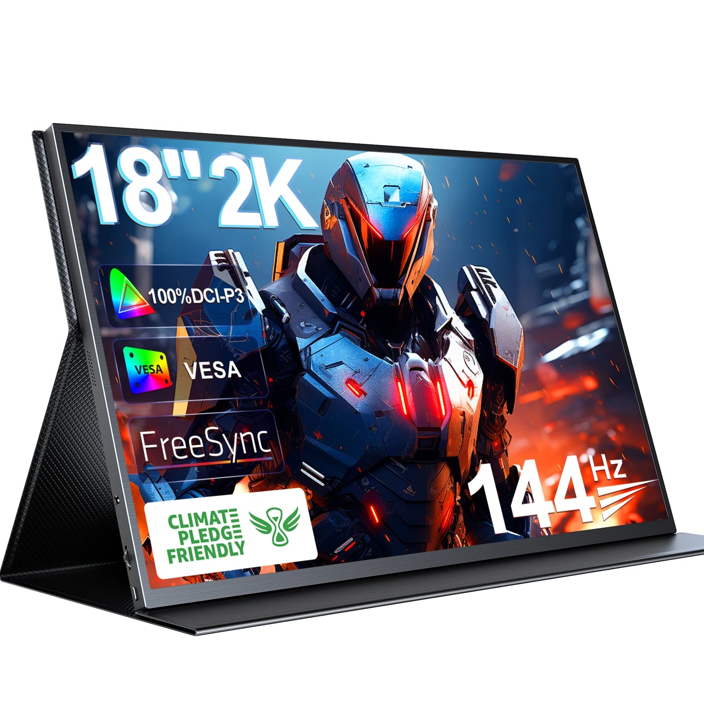 UPERFECT Portable Monitor 18" 2K 144Hz Gaming Display 2560x1600 QHD 100% DCI-P3 HDR Laptop Second Screen for Computer Phone Game
