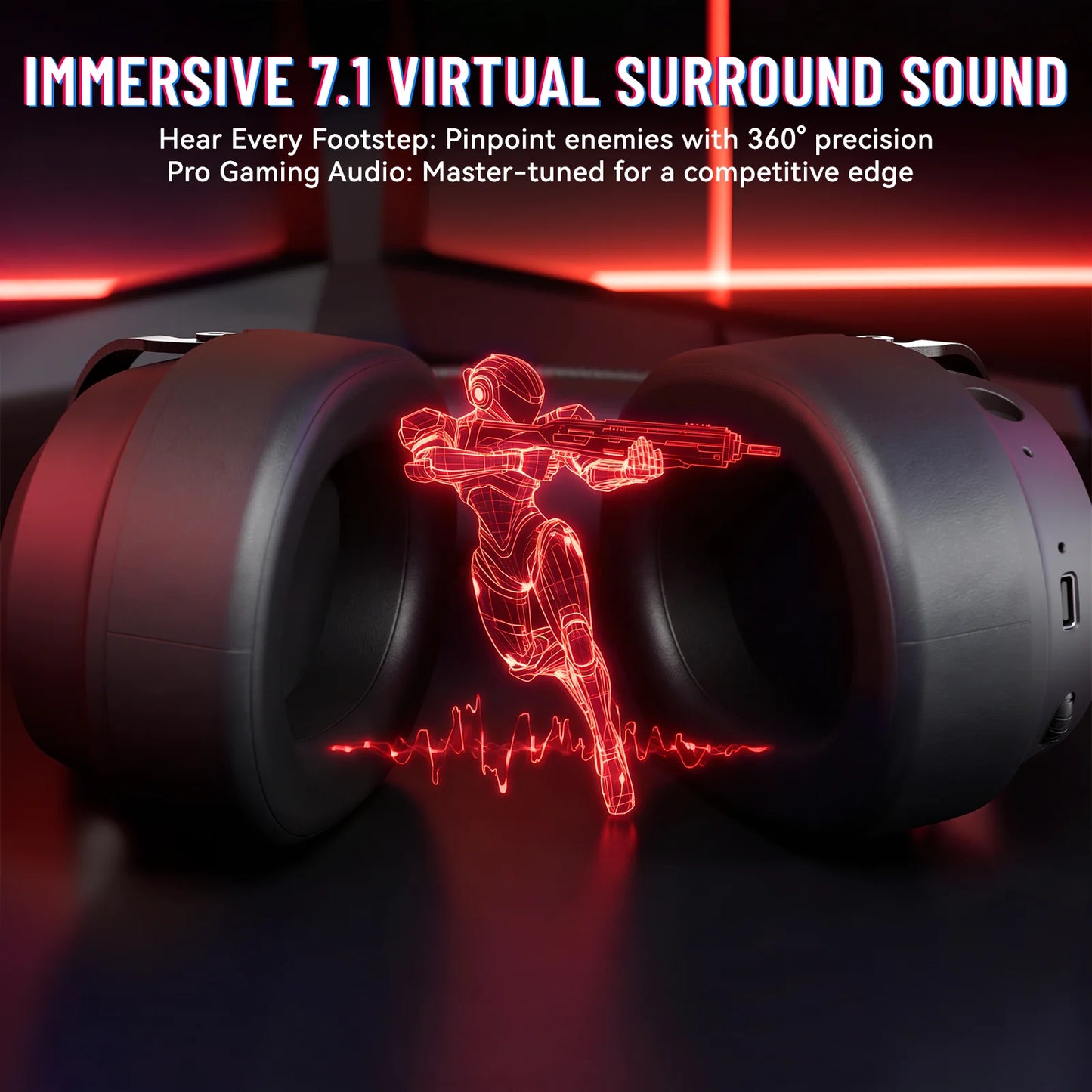 ATTACK SHARK L30PRO Wireless Gaming Headset,7.1 Surround Sound, 50mm Drivers,20ms Low Latency,Detachable Noise-Canceling Mic