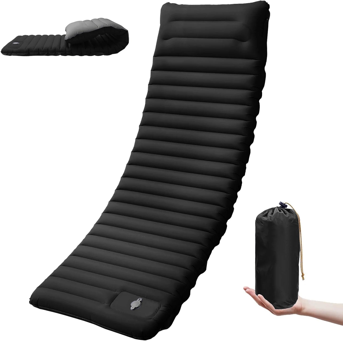 Ultralight Extra Thick 4Inch Camping Sleeping Pad with Built-In Pillow And Foot Pump Inflatable Sleeping Mat for Outdoor Camping