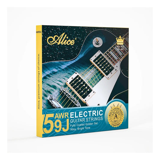 Alice AWR59J Electric Guitar Strings Set for 6 Strings Golden Coated Alloy Winding Light/Super Light Multi-layer Nano Coating