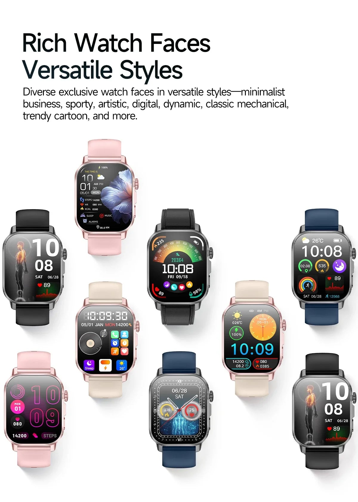 New Precise Health Care Smart Watch ECG+HRV Uric Acid Blood Lipids Emotional Perception Bluetooth Call Smartwatchs For Men Women