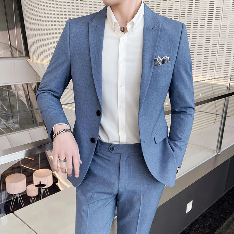 2025 Men's Business Suit Slim-fit Wedding Dress Two-piece Set M-4XL Stylish Handsome All-in-one Banquet Trousers