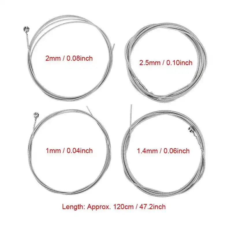 1Set Bass Strings 1mm 1.4mm 2mm 2.5mm  Smooth Anti-Rust 4-String Electric Bass Strings Instrument Accessory