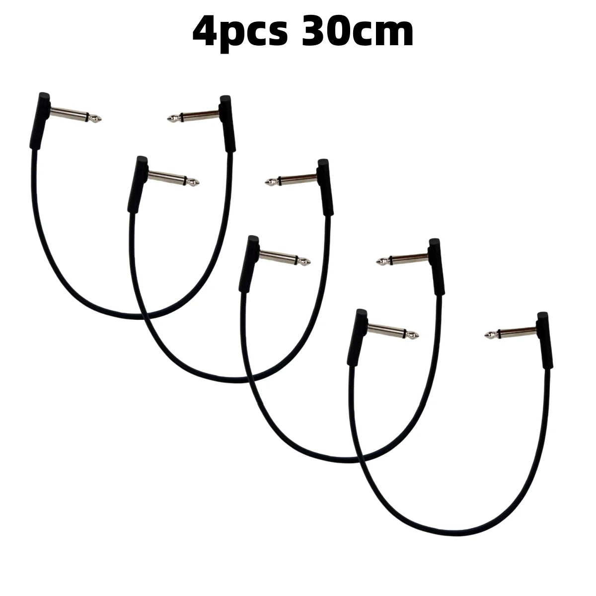 Miwayer 4pcs Flat Cables for Guitar Effect Pedal 6.35mm Mono TS Right Angle 5~50cm/Space Saving/Clear Sound /for Pedal Effects