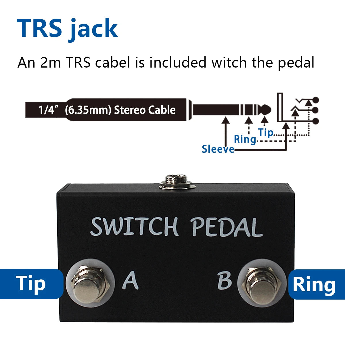 Latch Dual Switch Pedal for Guitar Amps Effect Pedal Latching Type With 2m TRS Cable Music Instrument Accessories