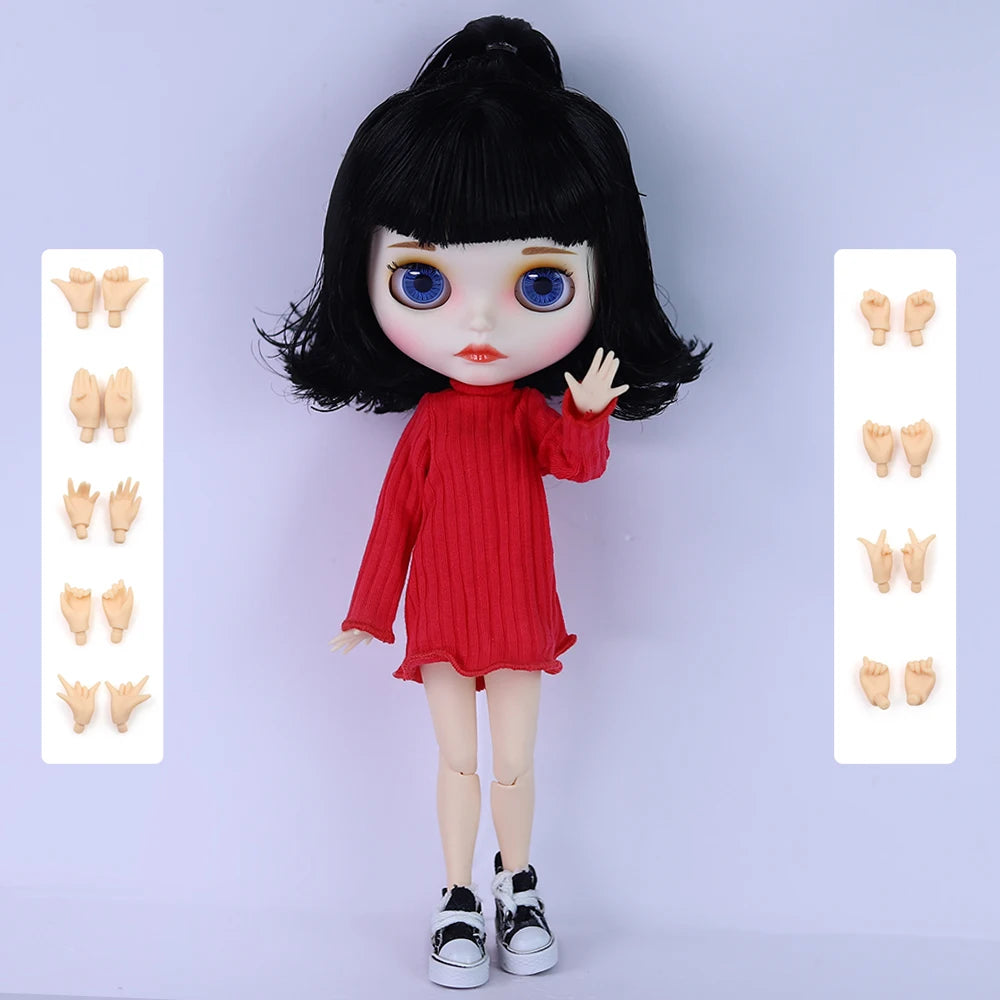 ICY DBS Blyth Doll White Skin joint Body Matte Face Cute Short Hair Playful Doll DIY SD Gift Toys