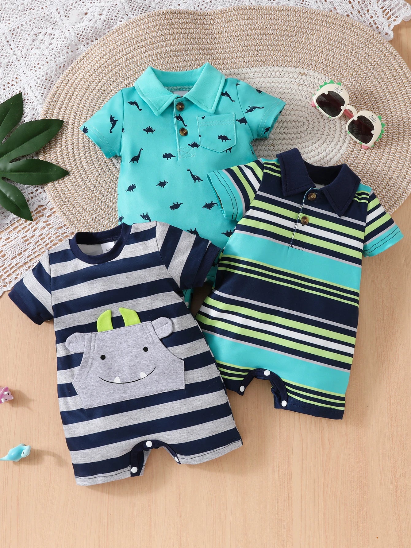 Baby boy's popular cute style multi-color mixed Polo shirt onesie