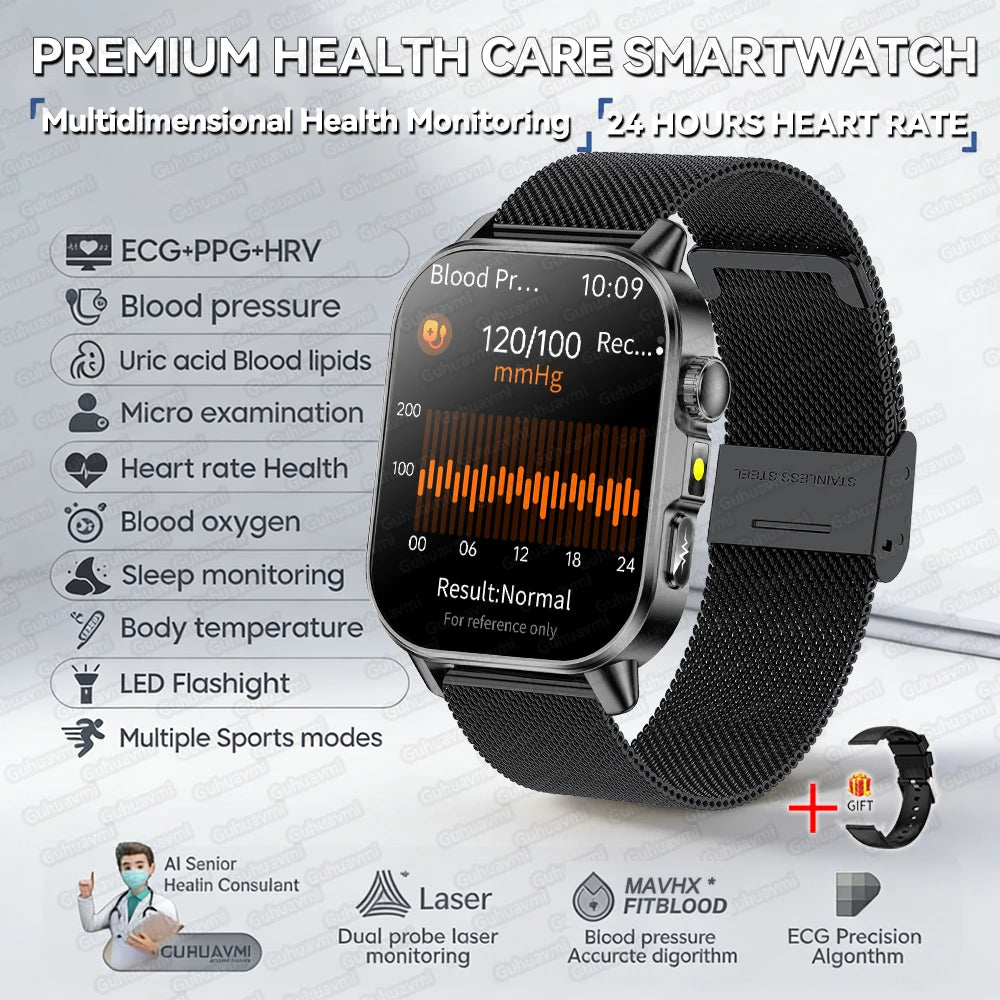New Precise Health Care Smart Watch ECG+HRV Uric Acid Blood Lipids Emotional Perception Bluetooth Call Smartwatchs For Men Women