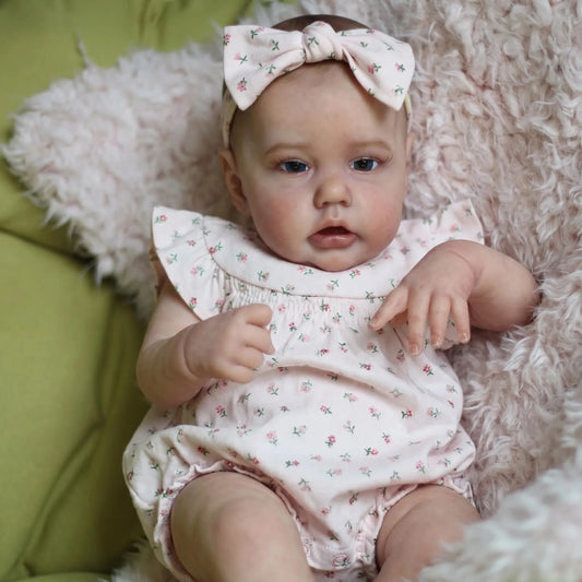 NPK 22inch Penny Cloth Body Toddler Newborn Doll Princess Lifelike Reborn Soft Touch 3D Skin Art Doll with Hand Draw Hair