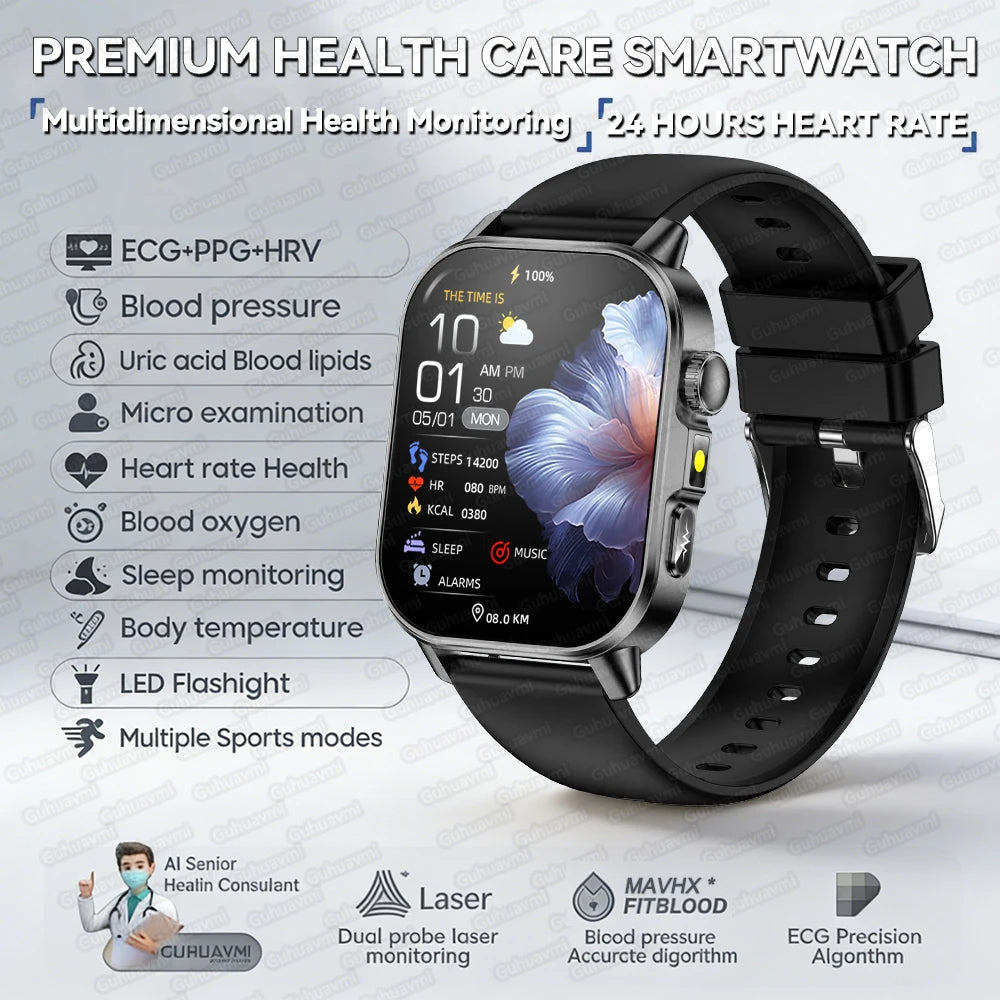 New Precise Health Care Smart Watch ECG+HRV Uric Acid Blood Lipids Emotional Perception Bluetooth Call Smartwatchs For Men Women