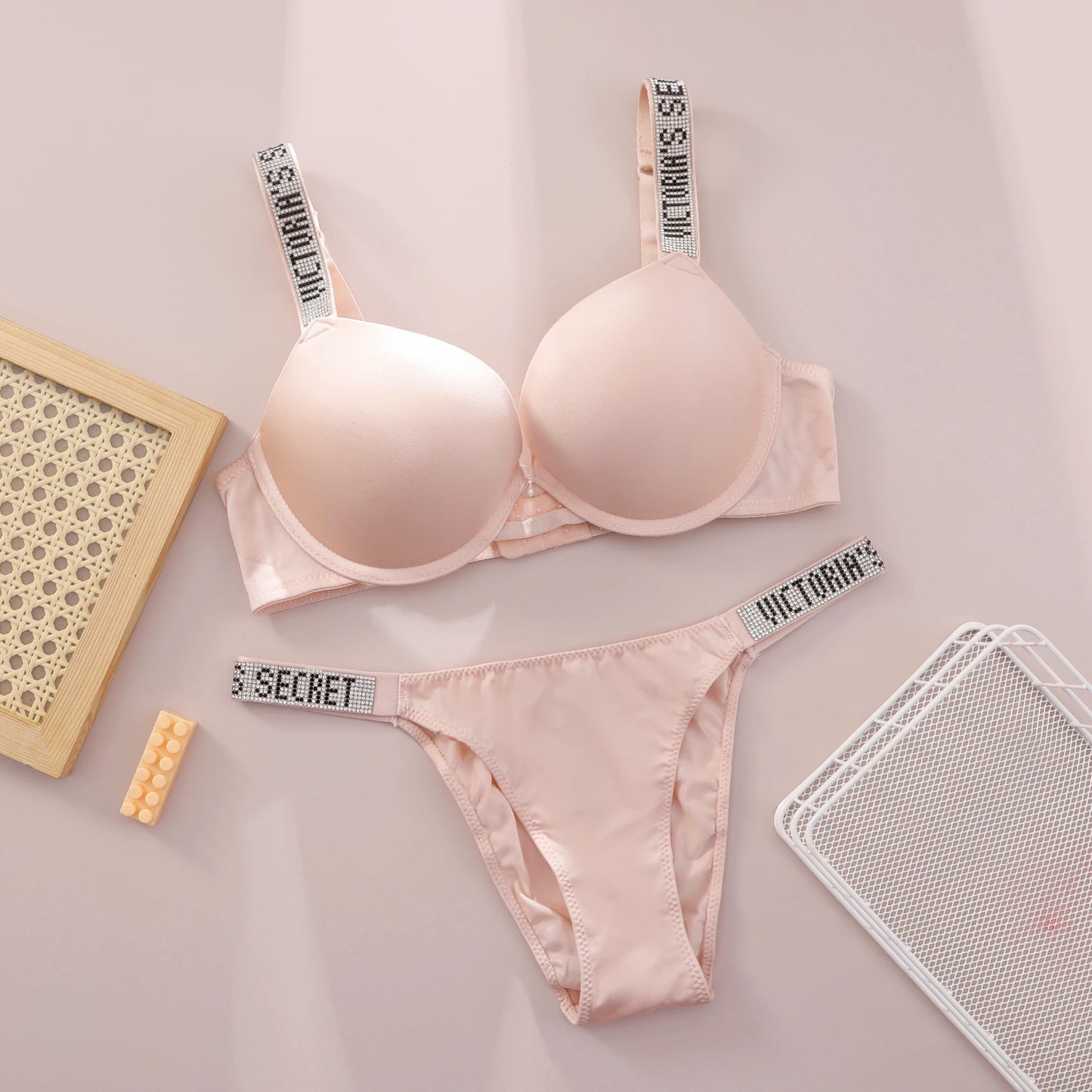 V Women Lace Push Up Bralette Seamless Comfortable Breathable Lingerie Home Wear Set Lingerie Set Underwear Set Bra Panty Set