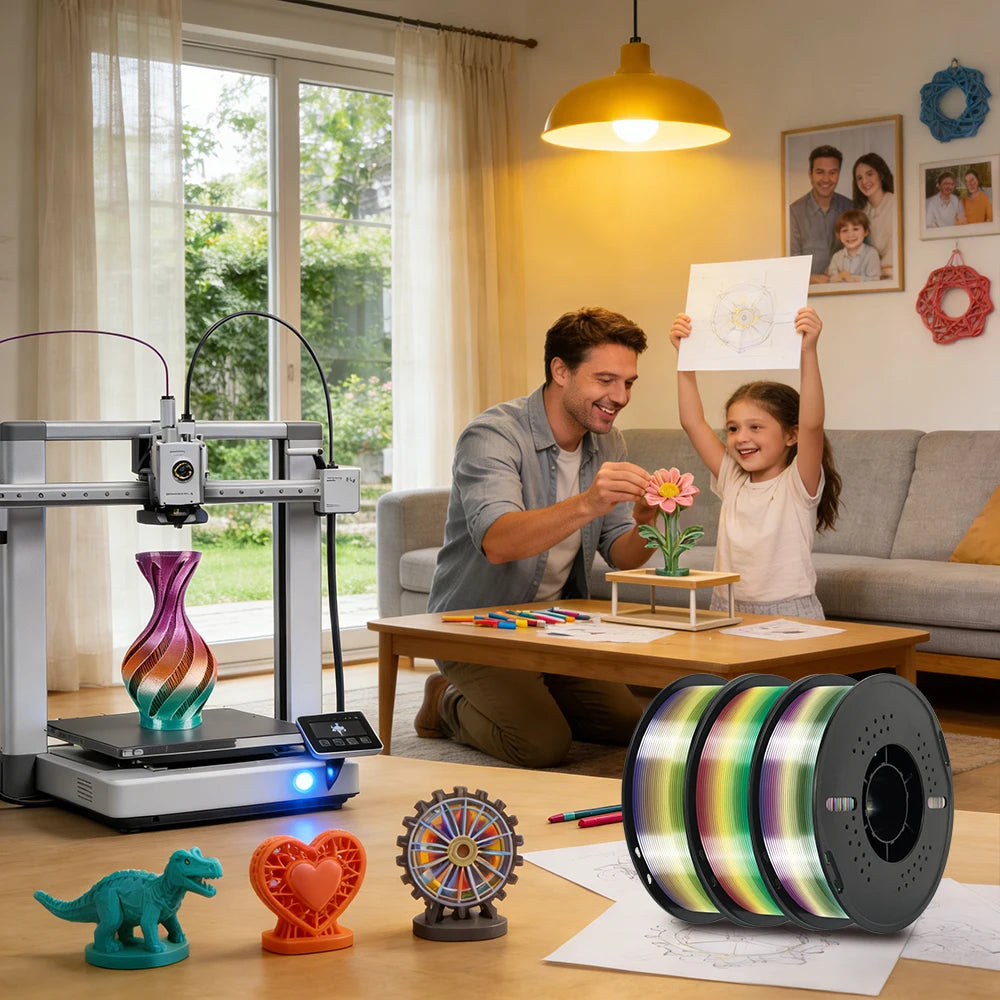 KINGROON 1kg 4kg  Silk & Matt Rainbow PLA 3D Printer Filaments Liquid Light for 3D Printing 1.75mm