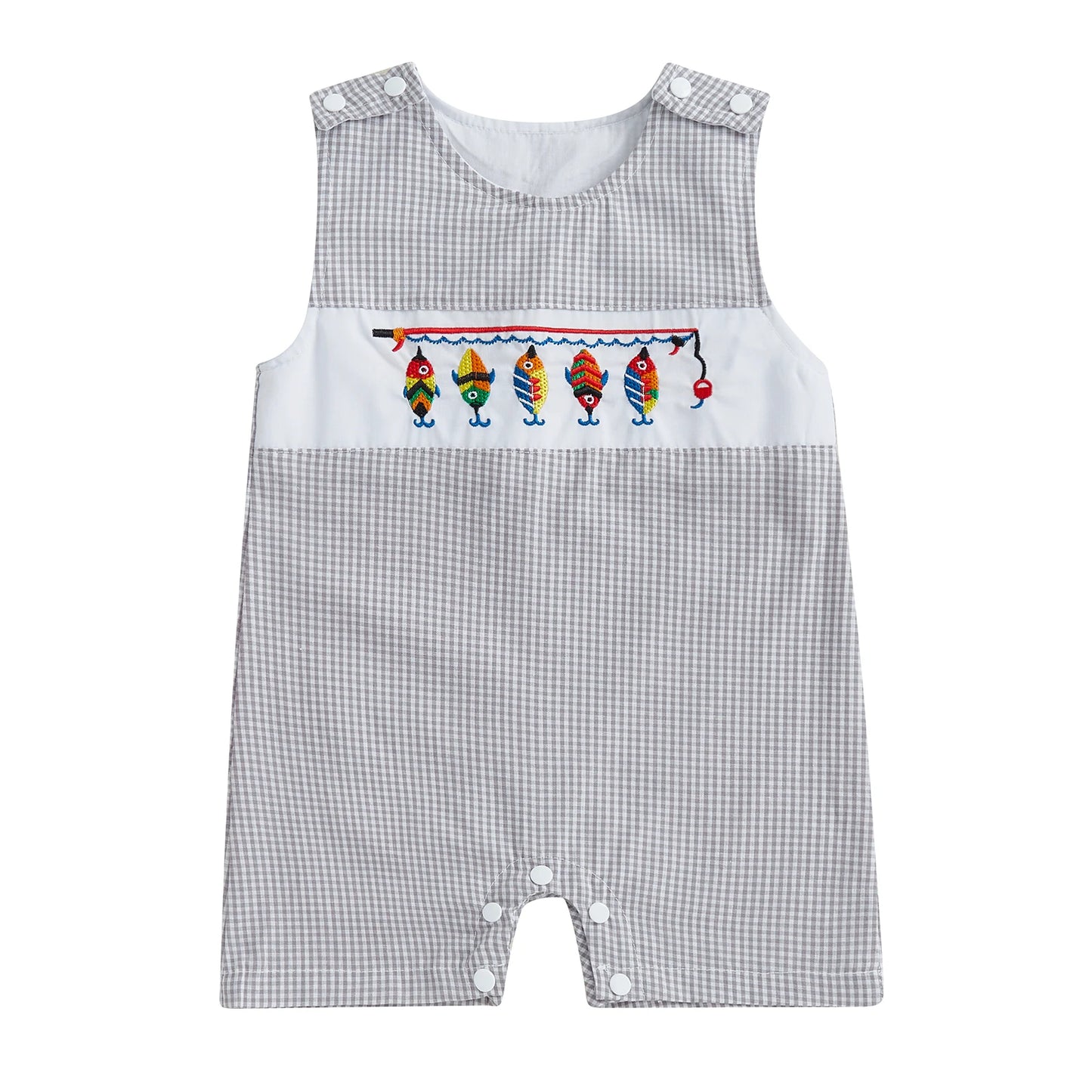 New Baby Boy Romper Cute Embroidered Sleeveless Buttons Short Jumpsuits 2026 Summer Toddler Overalls 0-18M