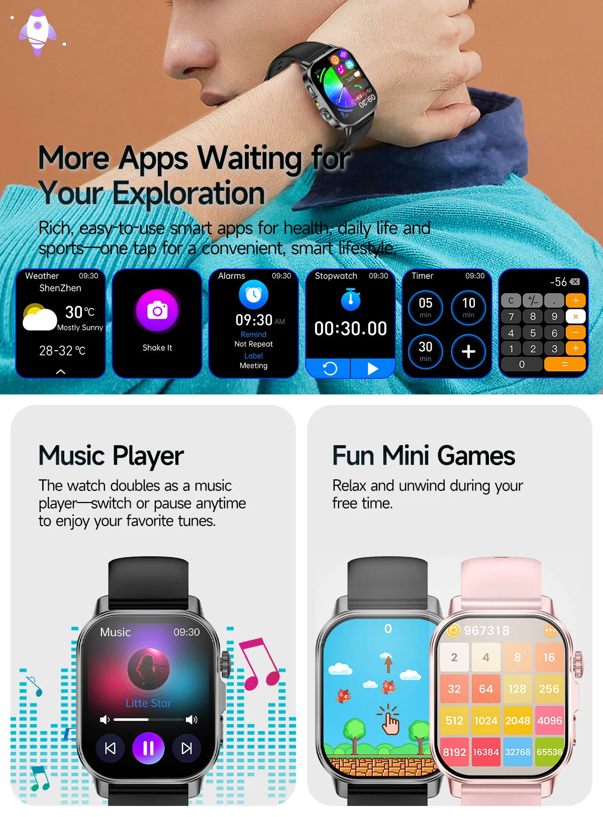 New Precise Health Care Smart Watch ECG+HRV Uric Acid Blood Lipids Emotional Perception Bluetooth Call Smartwatchs For Men Women