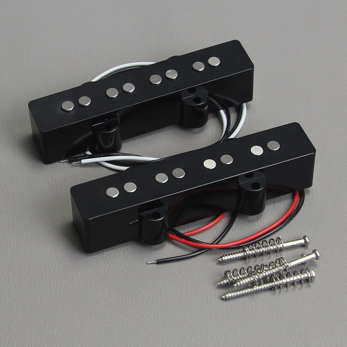 FLEOR Set of Open Style Alnico 5 Bass Pickups JB Neck Bridge Pickups Black for Bass 4 Strings