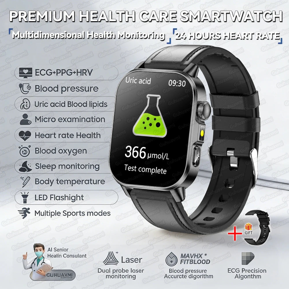 New Precise Health Care Smart Watch ECG+HRV Uric Acid Blood Lipids Emotional Perception Bluetooth Call Smartwatchs For Men Women