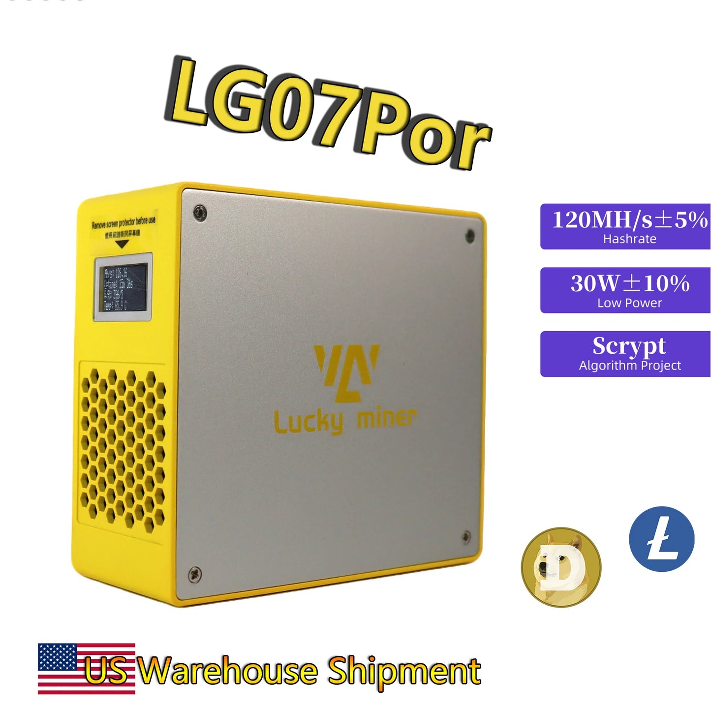Lucky Miner LG07Pro 120MH/s Scrypt Miner 30W Low Power LTC DOGE Silent Home Crypto Mining Machine WiFi