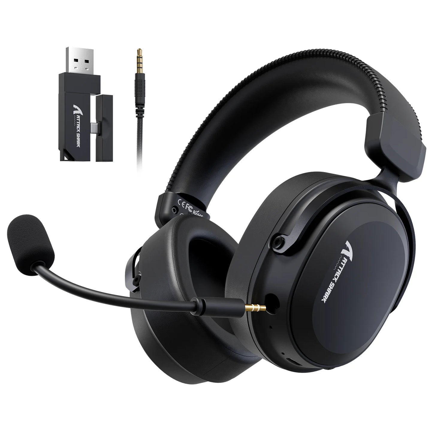 ATTACK SHARK L30PRO Wireless Gaming Headset,7.1 Surround Sound, 50mm Drivers,20ms Low Latency,Detachable Noise-Canceling Mic