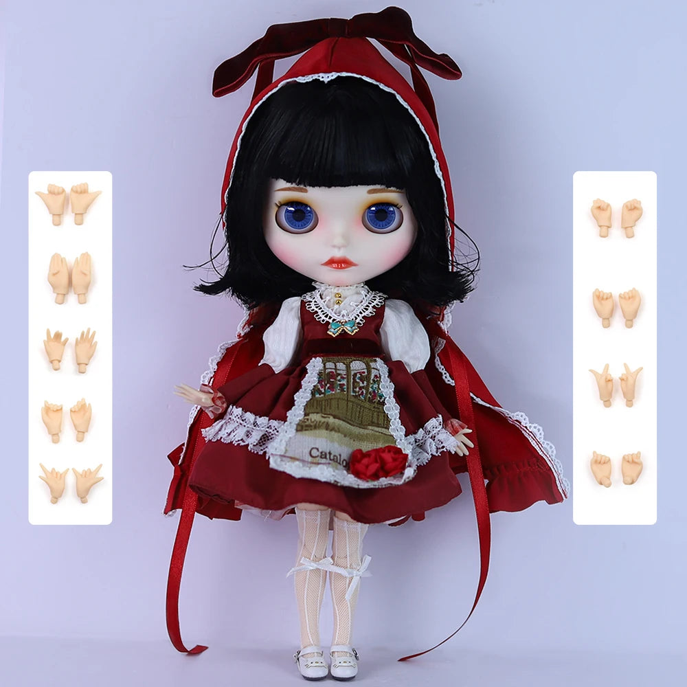 ICY DBS Blyth Doll White Skin joint Body Matte Face Cute Short Hair Playful Doll DIY SD Gift Toys
