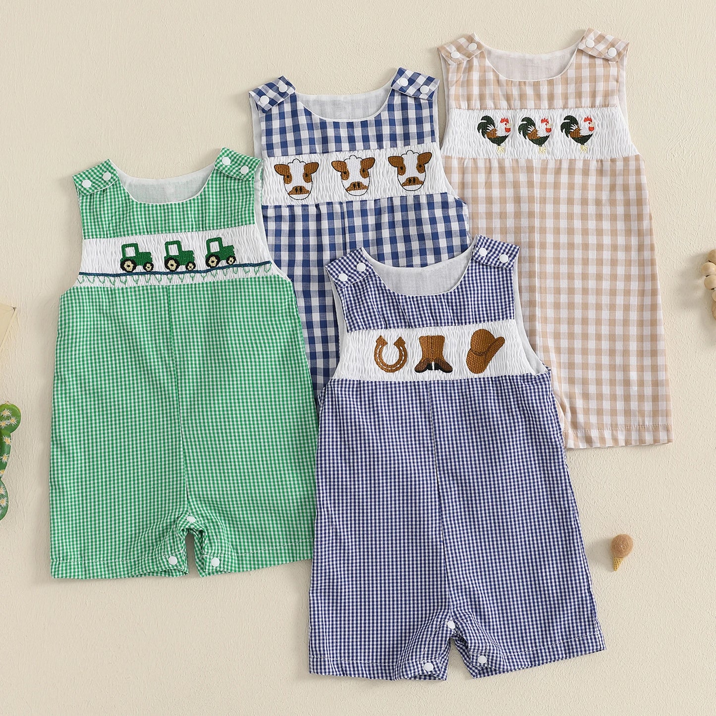 New Baby Boy Romper Cute Embroidered Sleeveless Buttons Short Jumpsuits 2026 Summer Toddler Overalls 0-18M