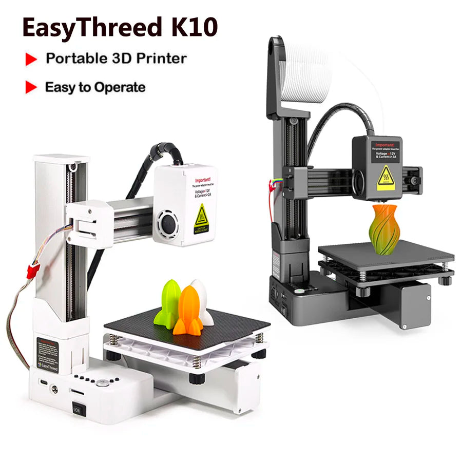 EasyThreed K10 Desktop Mini 3D Printer, Low Noise FDM 3D Printing Machine with Quick Bed Leveling, Portable Safe Printer for Youth STEM Learning Parent Child DIY Projects