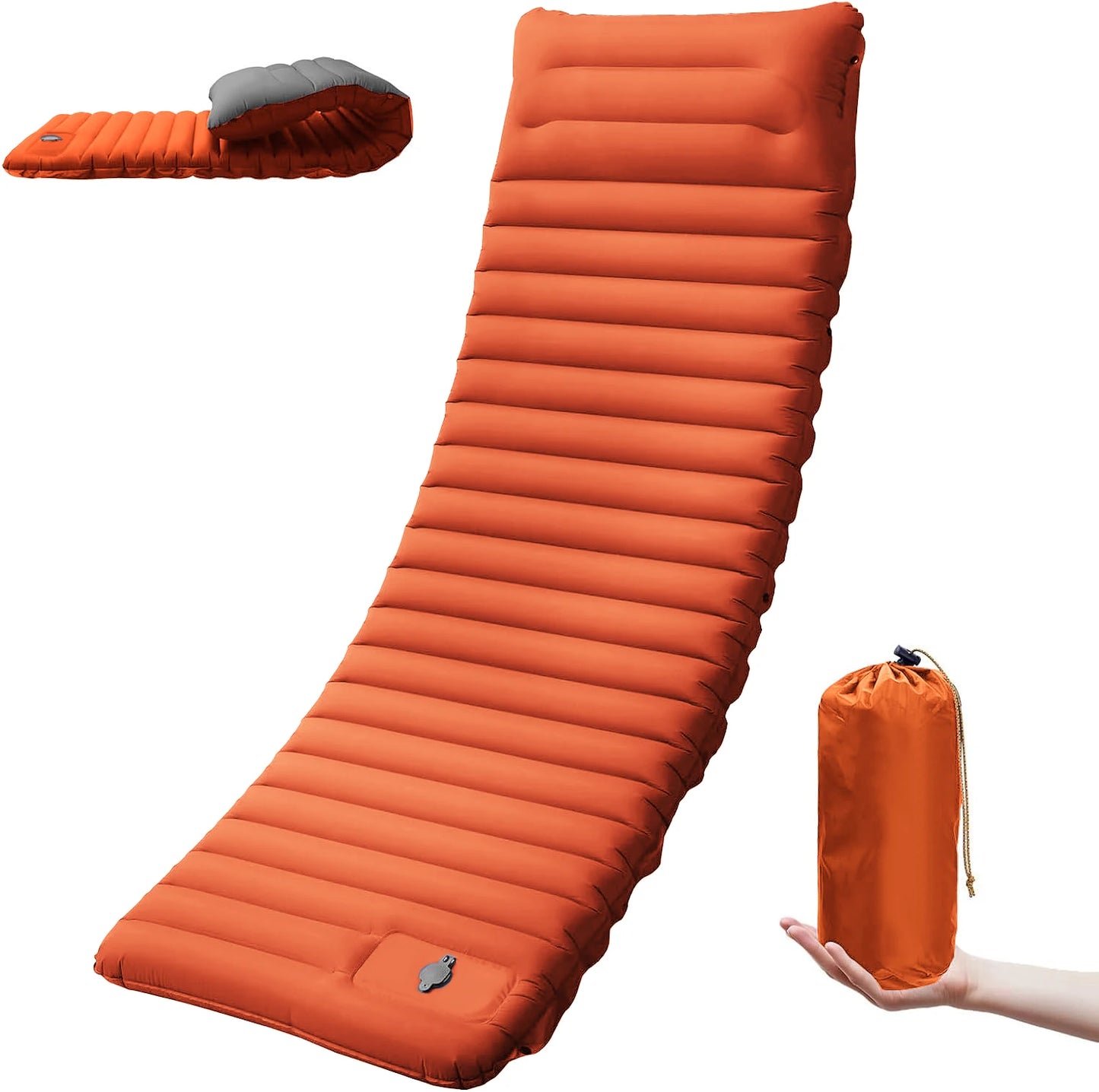 Ultralight Extra Thick 4Inch Camping Sleeping Pad with Built-In Pillow And Foot Pump Inflatable Sleeping Mat for Outdoor Camping