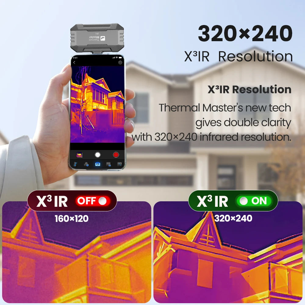 Thermal Imager P1 for USB C iPhone and Android Phone 320*240 X³IR Resolution 25Hz 600℃ Temp Range Home Leaks Inspection