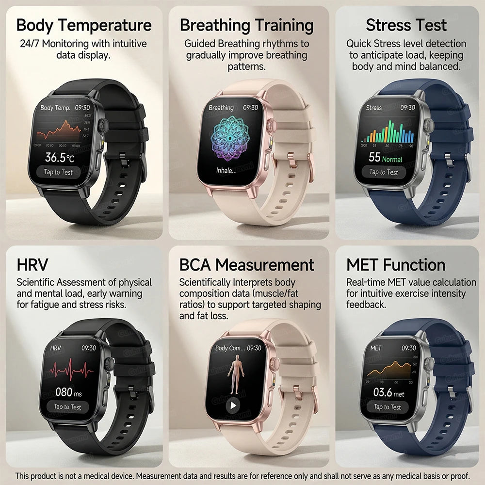 New Precise Health Care Smart Watch ECG+HRV Uric Acid Blood Lipids Emotional Perception Bluetooth Call Smartwatchs For Men Women