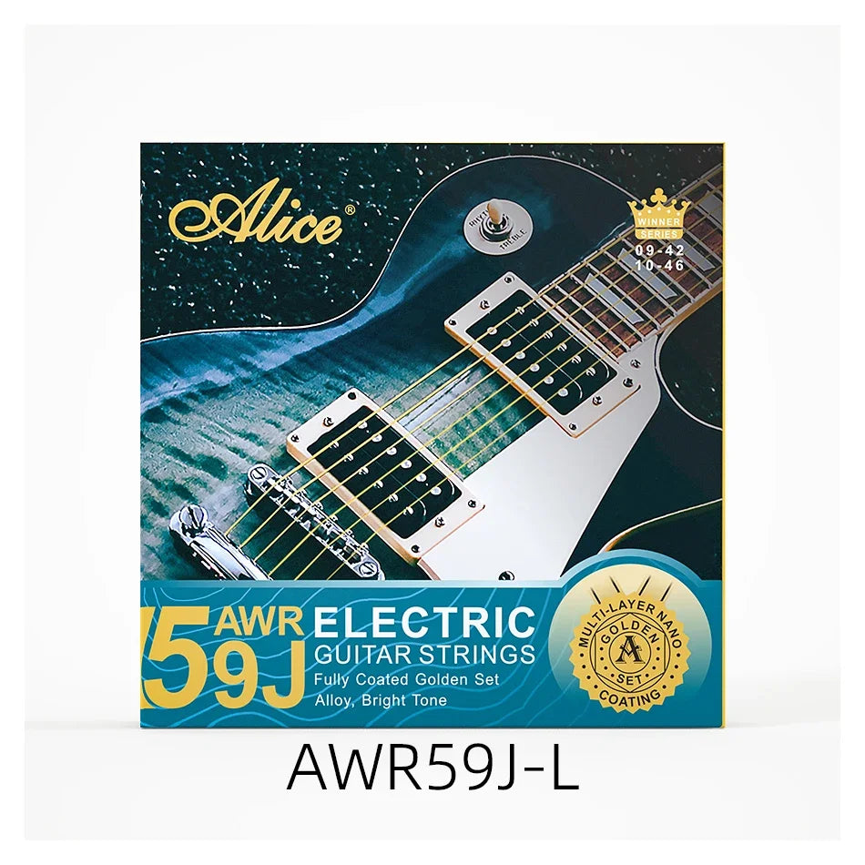 Alice AWR59J Electric Guitar Strings Set for 6 Strings Golden Coated Alloy Winding Light/Super Light Multi-layer Nano Coating