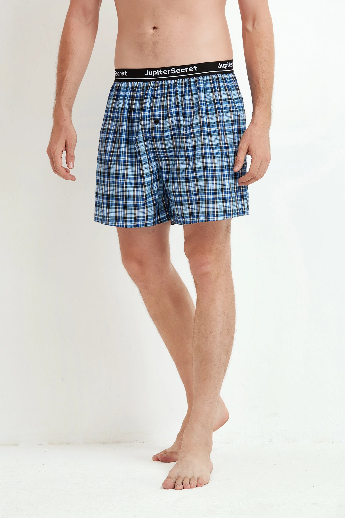 JupiterSecret 6pcs Men's Underwear Woven Boxer Shorts with Elastic Waistband and Button Random Color