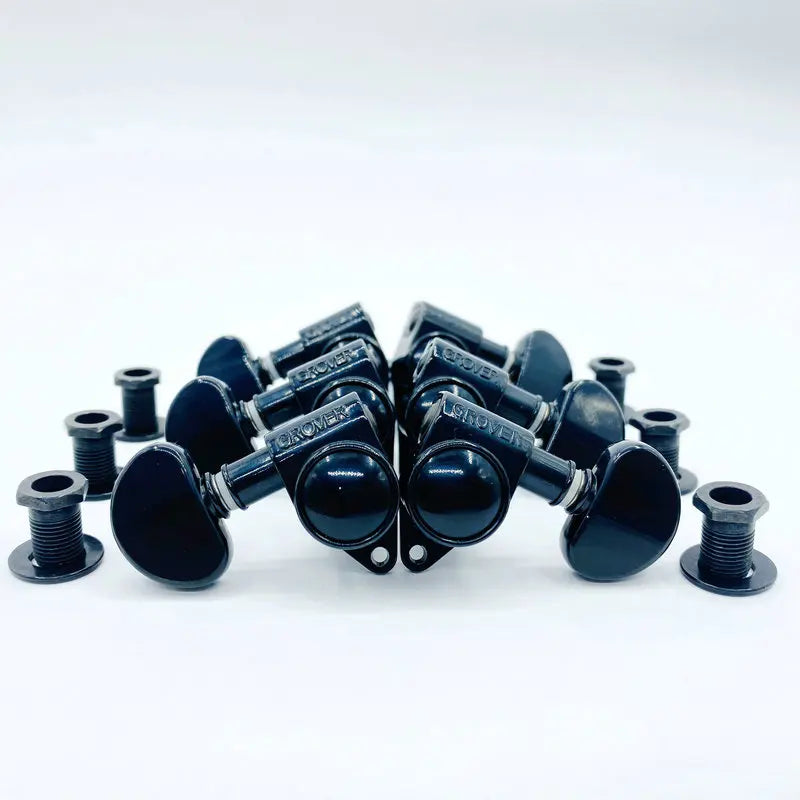 Grover  6Pcs Guitar Tuning Machine Heads Set 3L+3R Black Sealed Tuners Keys for Electric Acoustic Guitar Replacement Pa