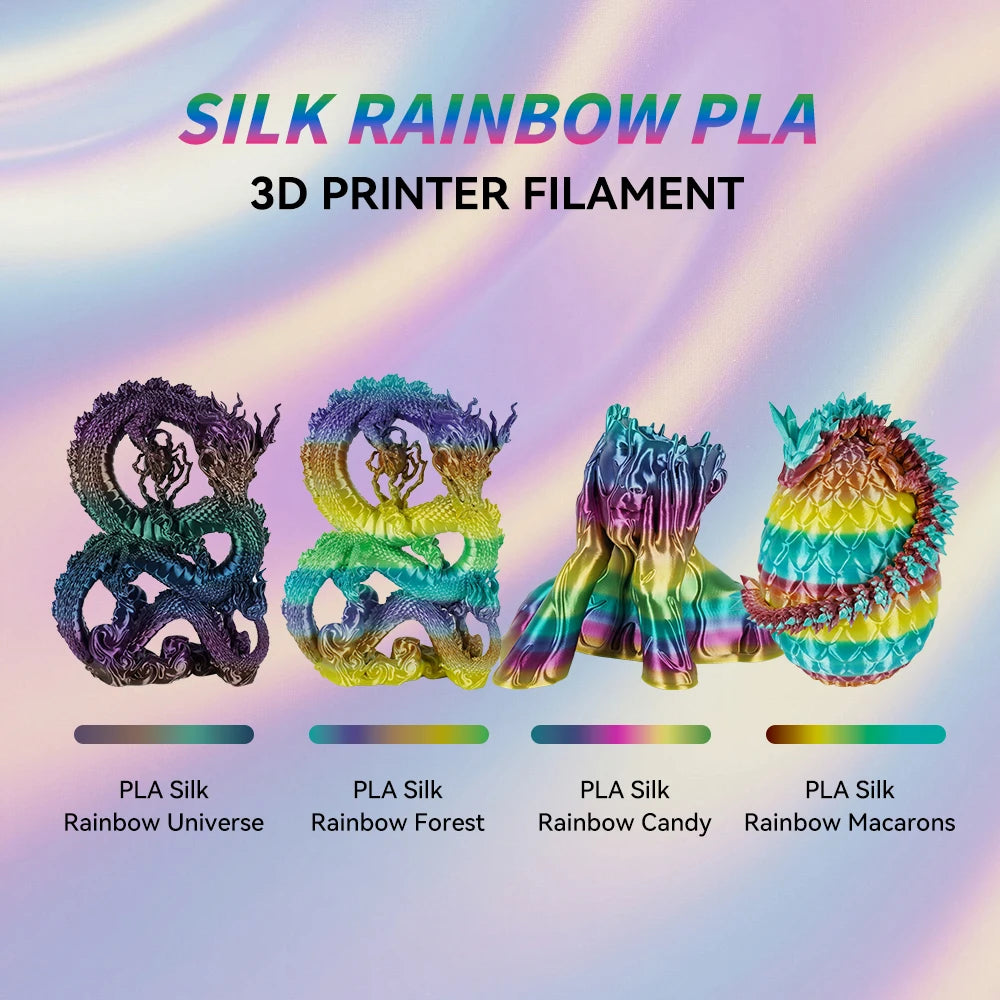 KINGROON 1kg 4kg  Silk & Matt Rainbow PLA 3D Printer Filaments Liquid Light for 3D Printing 1.75mm