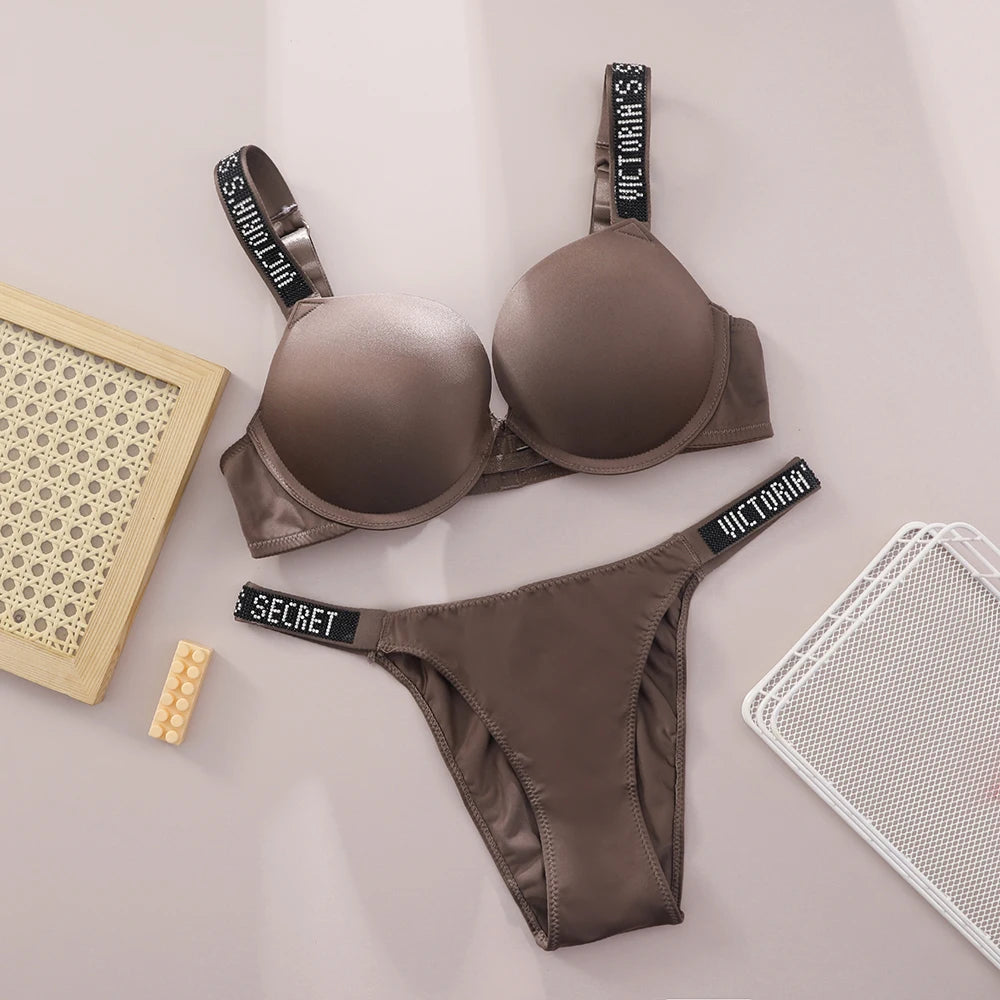 V Women Lace Push Up Bralette Seamless Comfortable Breathable Lingerie Home Wear Set Lingerie Set Underwear Set Bra Panty Set