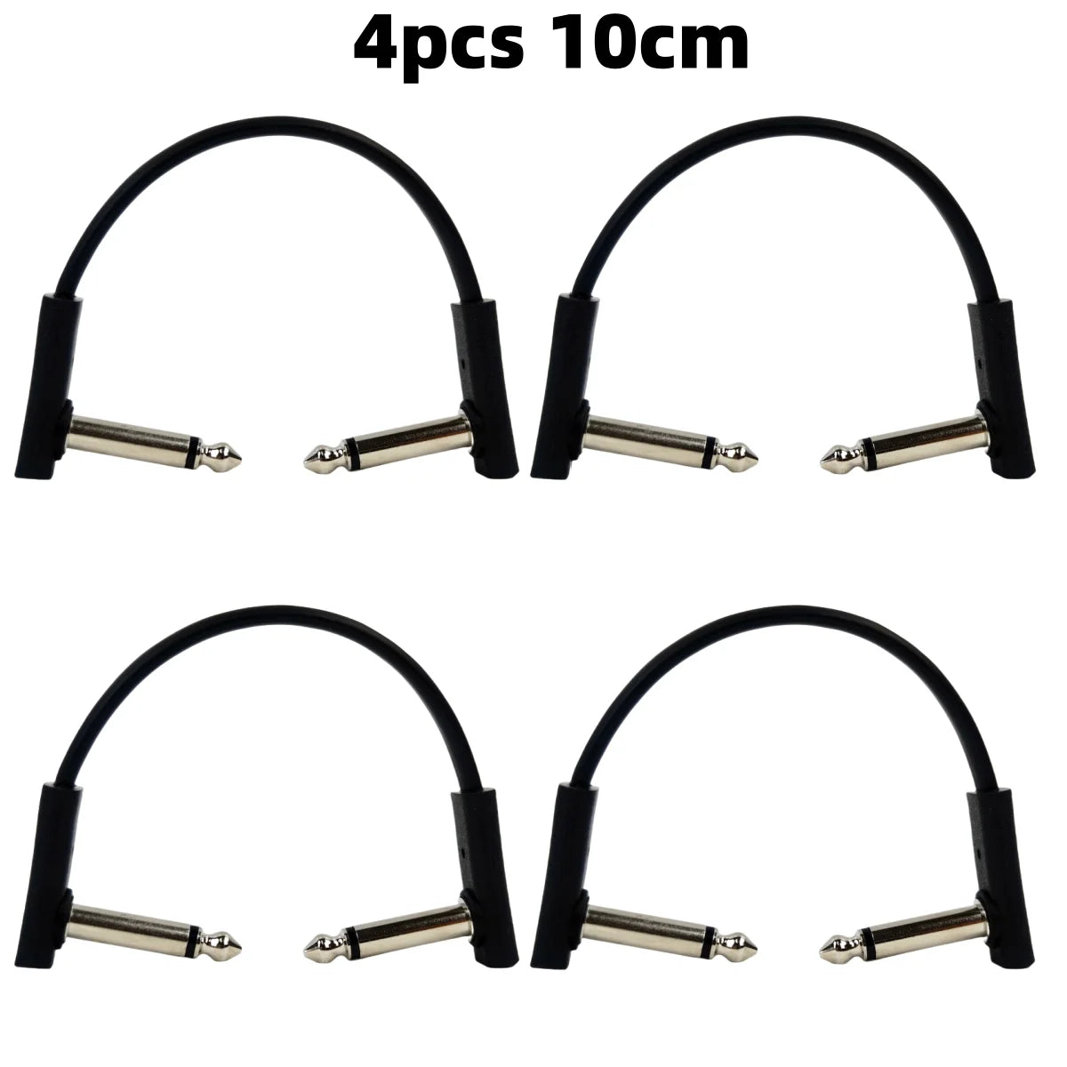 Miwayer 4pcs Flat Cables for Guitar Effect Pedal 6.35mm Mono TS Right Angle 5~50cm/Space Saving/Clear Sound /for Pedal Effects