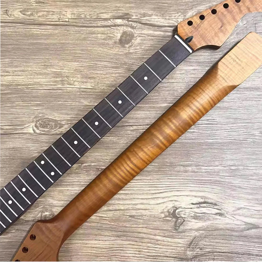 Tiger Flame ST-Style Electric Guitar Neck Stainless 22 Frets Rosewood Fingerboard for Guitar Lover Replacement Part