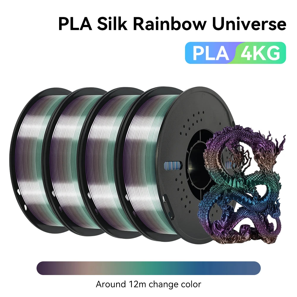 KINGROON 1kg 4kg  Silk & Matt Rainbow PLA 3D Printer Filaments Liquid Light for 3D Printing 1.75mm