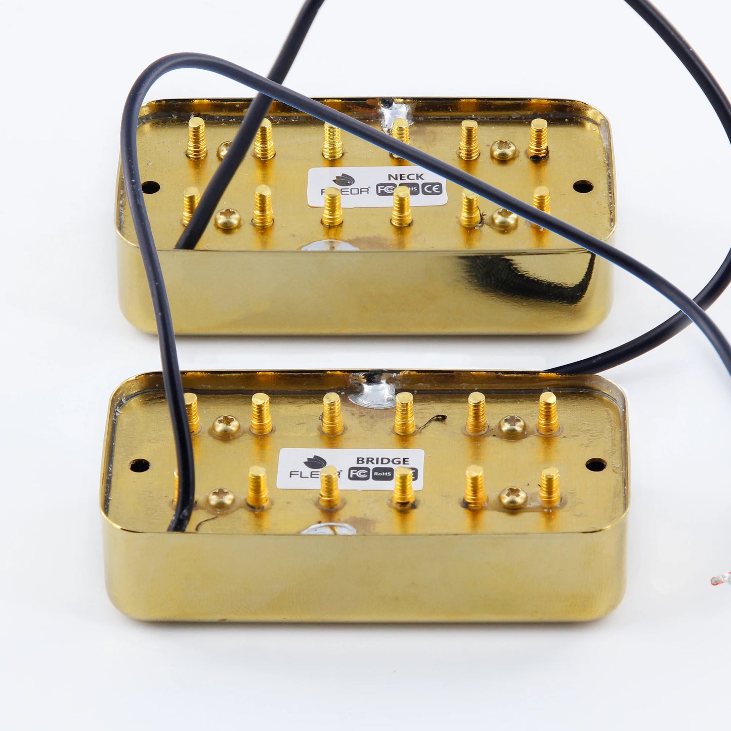 FLEOR Alnico II Electric Guitar Neck/Bridge Humbucker Pickup for FT Style Guitar, Chrome/Gold
