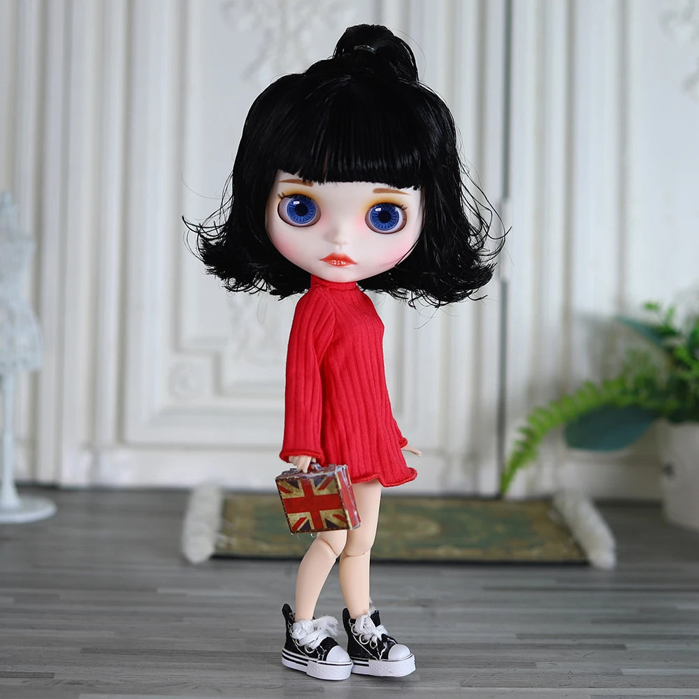ICY DBS Blyth Doll White Skin joint Body Matte Face Cute Short Hair Playful Doll DIY SD Gift Toys