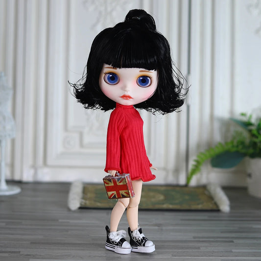 ICY DBS Blyth Doll White Skin joint Body Matte Face Cute Short Hair Playful Doll DIY SD Gift Toys