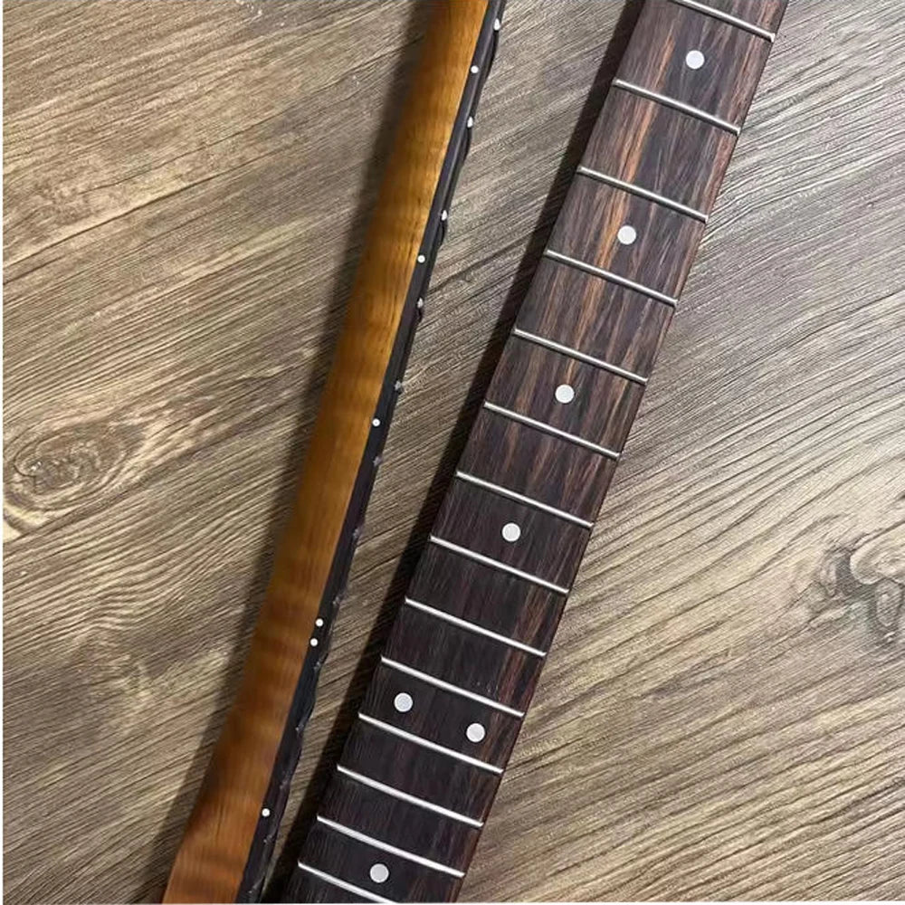 Tiger Flame ST-Style Electric Guitar Neck Stainless 22 Frets Rosewood Fingerboard for Guitar Lover Replacement Part