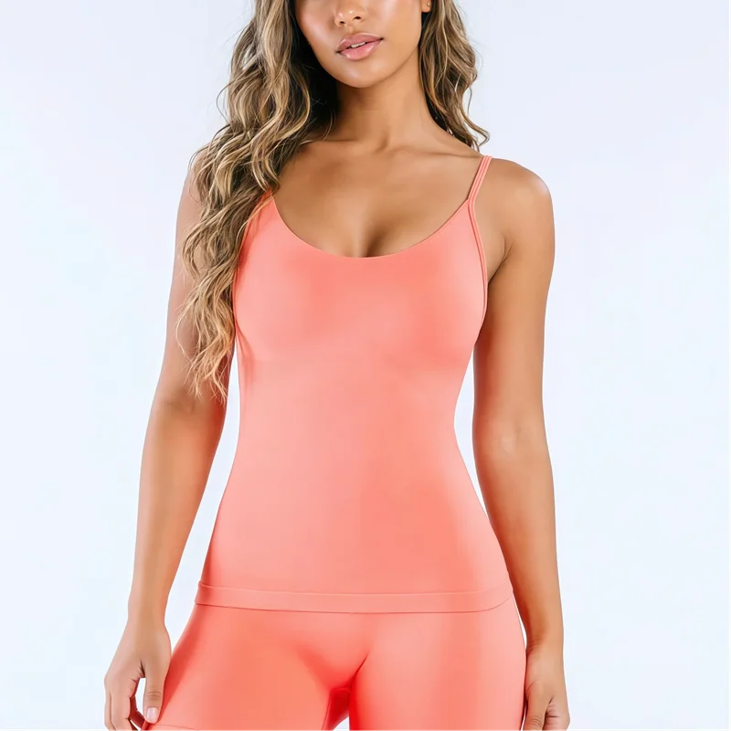 HISTELLO Impact Scoop Neck Top Women Fitness GYM Tank Slim Fit Sports Wear Sleeveless Workout Shirt Seamless Pilates Yoga Vest