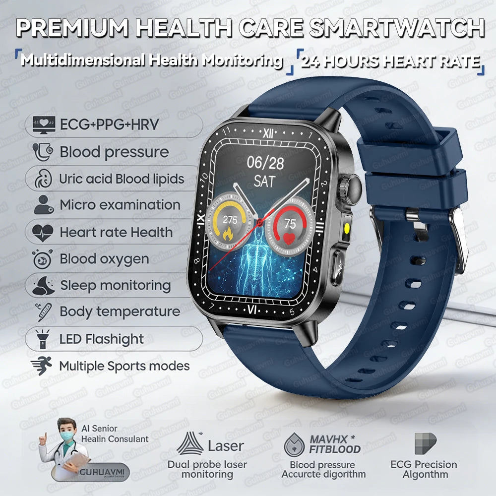 New Precise Health Care Smart Watch ECG+HRV Uric Acid Blood Lipids Emotional Perception Bluetooth Call Smartwatchs For Men Women