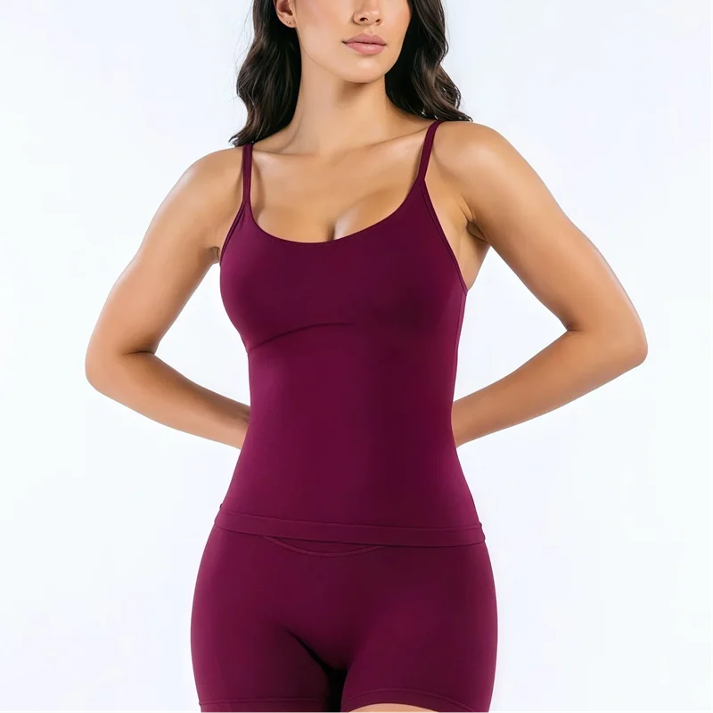 HISTELLO Impact Scoop Neck Top Women Fitness GYM Tank Slim Fit Sports Wear Sleeveless Workout Shirt Seamless Pilates Yoga Vest