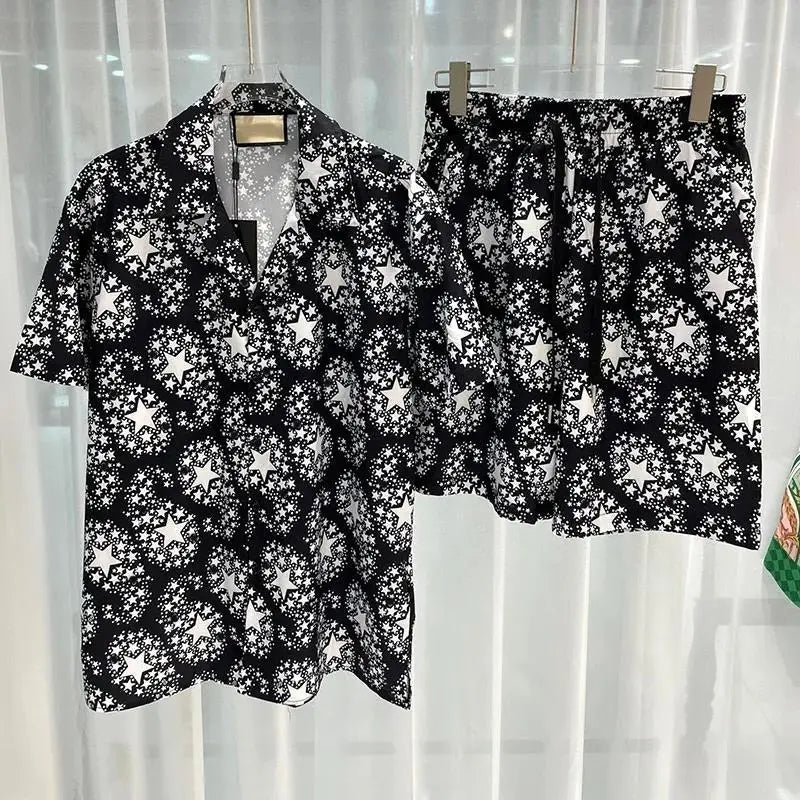 Vintage Men Shirts Sets Summer 3D Print Beach Short Sleeve Shirt Shorts Casual Trip Mens Hawaiian 2 Piece Suit S-5XL Man Blouse